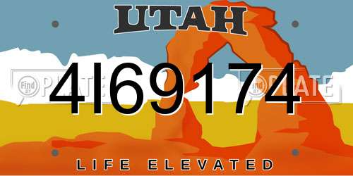 4I69174 Utah License Plate