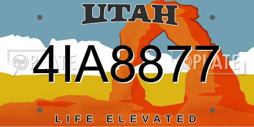 4IA8877 Utah License Plate