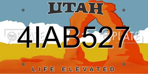 4IAB527 Utah License Plate