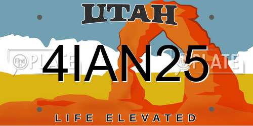 4IAN25 Utah License Plate