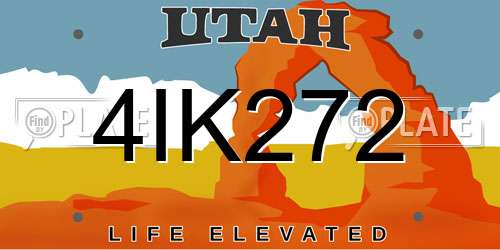 4IK272 Utah License Plate