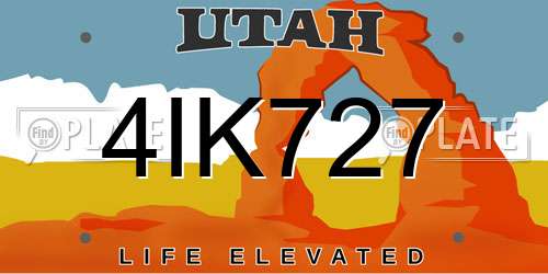 4IK727 Utah License Plate
