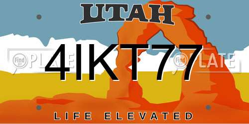 4IKT77 Utah License Plate