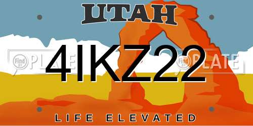 4IKZ22 Utah License Plate