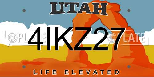 4IKZ27 Utah License Plate