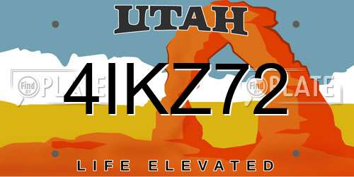 4IKZ72 Utah License Plate