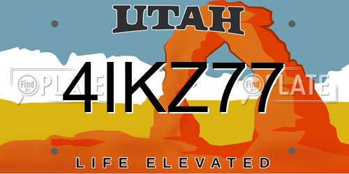 4IKZ77 Utah License Plate
