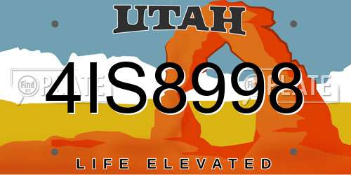 4IS8998 Utah License Plate