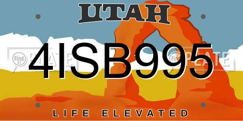 4ISB995 Utah License Plate