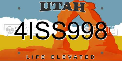 4ISS998 Utah License Plate