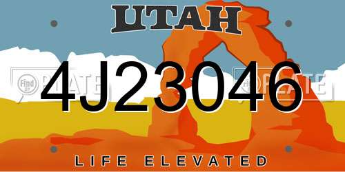 4J23046 Utah License Plate
