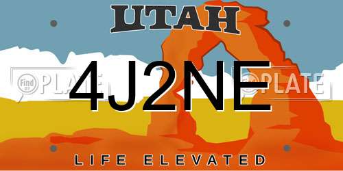 4J2NE Utah License Plate
