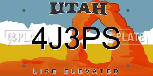 4J3PS Utah License Plate