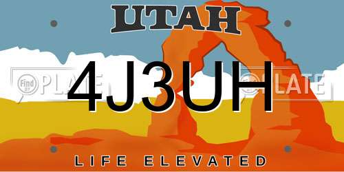 4J3UH Utah License Plate