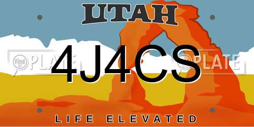 4J4CS Utah License Plate