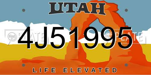 4J51995 Utah License Plate