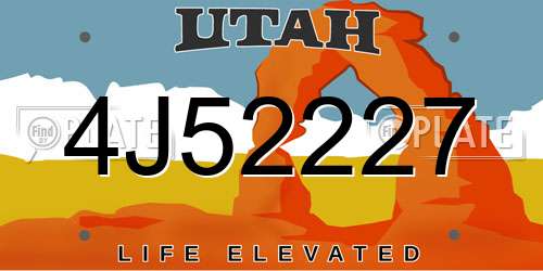 4J52227 Utah License Plate