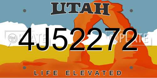 4J52272 Utah License Plate