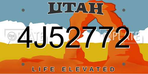 4J52772 Utah License Plate