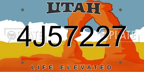 4J57227 Utah License Plate