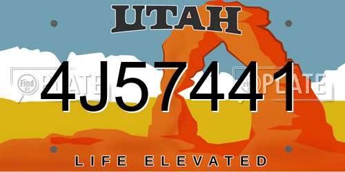 4J57441 Utah License Plate