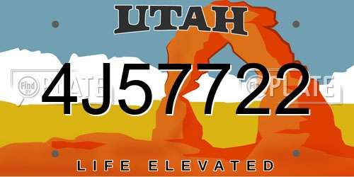 4J57722 Utah License Plate