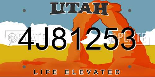 4J81253 Utah License Plate