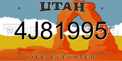 4J81995 Utah License Plate