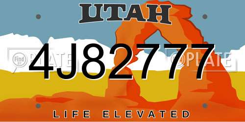 4J82777 Utah License Plate