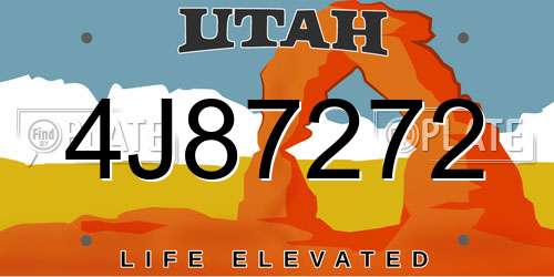 4J87272 Utah License Plate