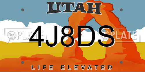4J8DS Utah License Plate
