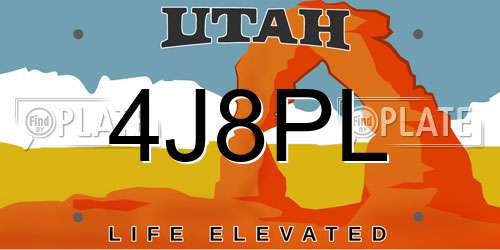 4J8PL Utah License Plate