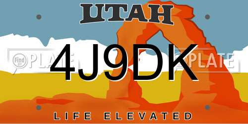 4J9DK Utah License Plate