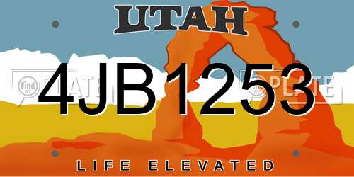 4JB1253 Utah License Plate