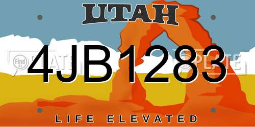 4JB1283 Utah License Plate