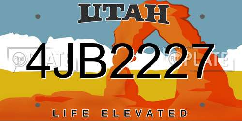 4JB2227 Utah License Plate