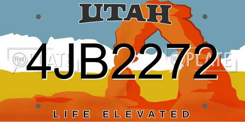 4JB2272 Utah License Plate