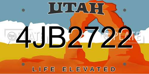 4JB2722 Utah License Plate