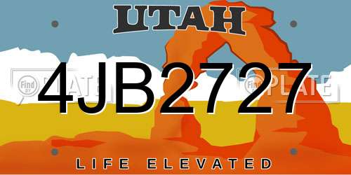 4JB2727 Utah License Plate