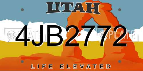 4JB2772 Utah License Plate