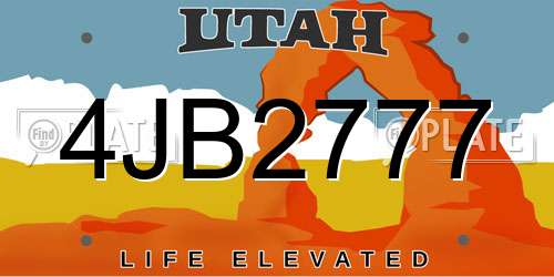 4JB2777 Utah License Plate