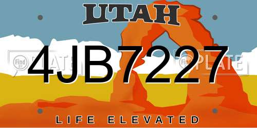 4JB7227 Utah License Plate
