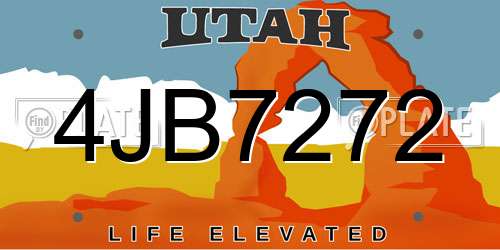 4JB7272 Utah License Plate