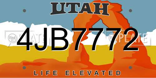 4JB7772 Utah License Plate