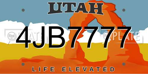 4JB7777 Utah License Plate