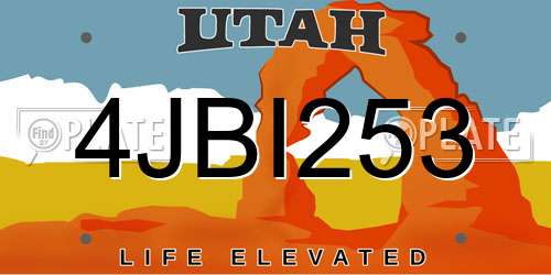 4JBI253 Utah License Plate