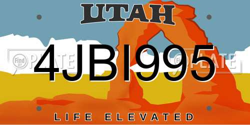4JBI995 Utah License Plate
