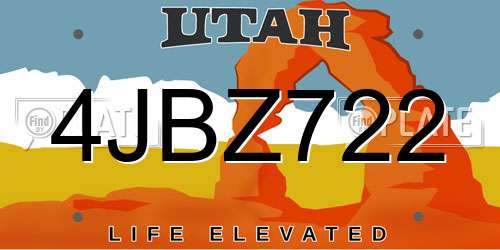 4JBZ722 Utah License Plate