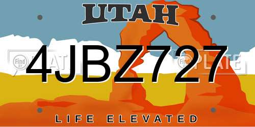 4JBZ727 Utah License Plate