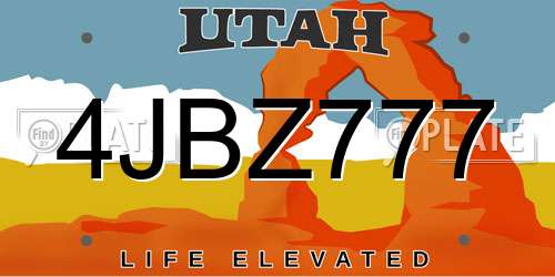 4JBZ777 Utah License Plate